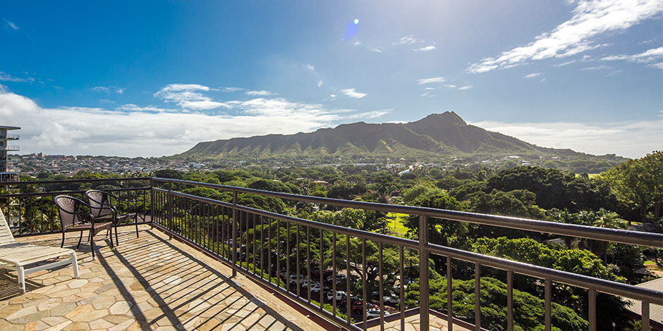 View from lanai at Waikiki Grand Hotel