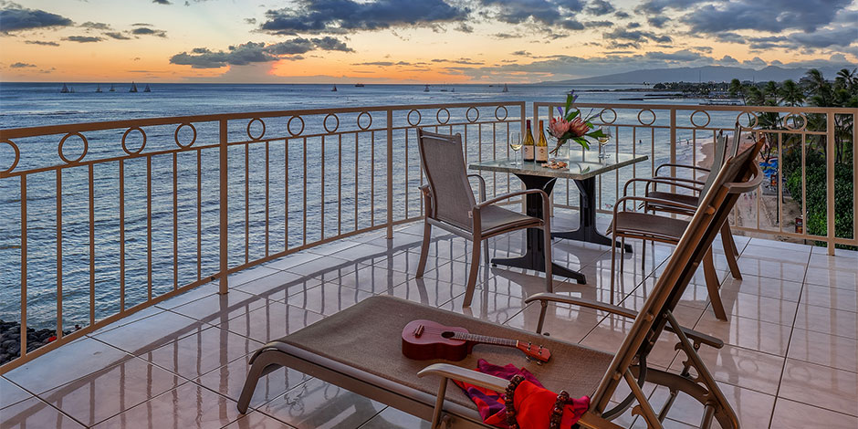 View from lanai at Castle Waikiki Shore