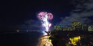 Fireworks outside the Waikiki Shore